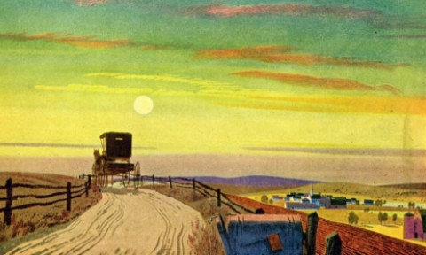 Illustration of Camp Amache Internee in History of Transportation scrapbook. 
