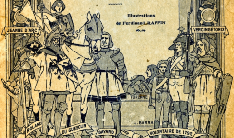 Hand drawn sketch of iconic French characters on the cover of - Histoire de France: par l'Image et l'Observation directe
