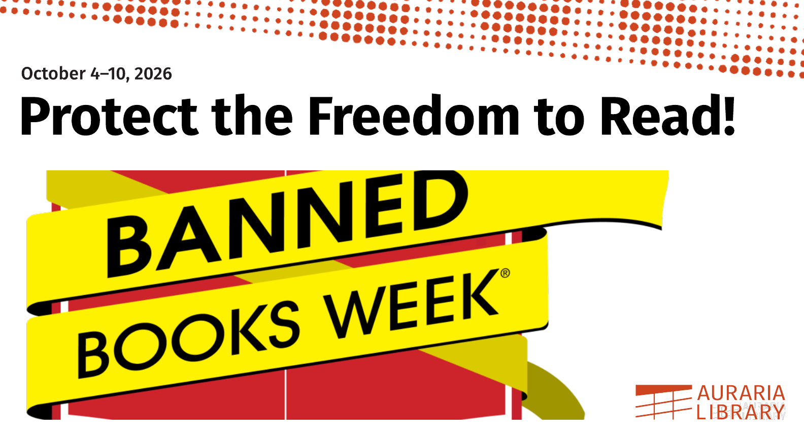 Promotional image for homepage headline: Banned Books Week 2026