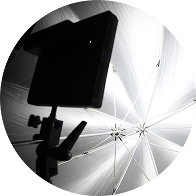 Digital Media Studio Equipment: Camera and Umbrella
