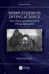 Cover image for "Rebreathers in Diving Science" by Ryszard Kłos, featuring two divers in rebreather gear, set against a dark digital network background.
