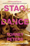 Book cover for Torrey Peters’s *Stag Dance*: a pink-bowed stag stands among rugged antlered deer, with bold magenta lettering and a dramatic, darkly playful wilderness tone.