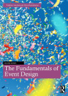 Book cover: The Fundamentals of Event Design, second edition, by Vladimir Antchak and Olivia Ramsbottom, amid colorful confetti on blue, festive.