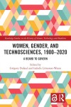 Colorful geometric pattern with red, teal, and yellow triangles on a book cover. Title: “Women, Gender, and Technosciences, 1900–2020.”