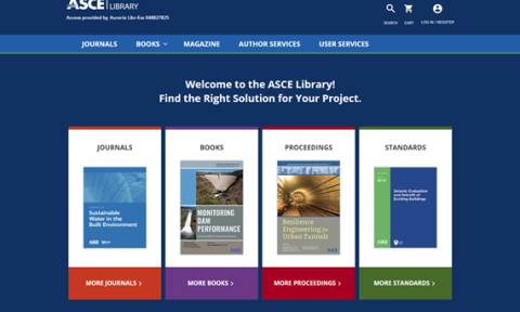 Screenshot of the ASCE Library interface
