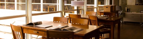 books open on a table for viewing in the Reading Room