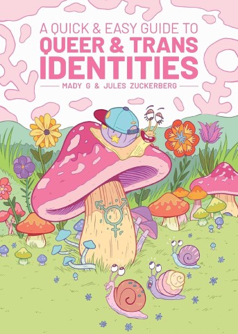 Colorful illustration of snails on vibrant mushrooms in a flower-filled meadow. A cap-wearing snail rests on a large pink mushroom under a bold title.