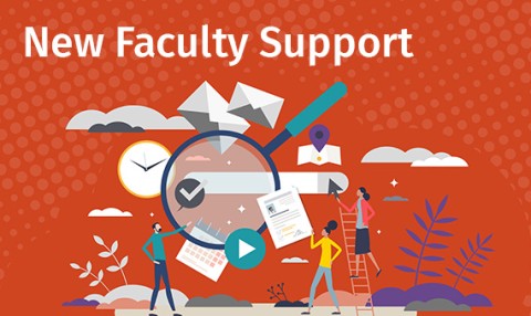 New Faculty $1,000 Resource Funding Available An illustrated graphic of faculty teaching