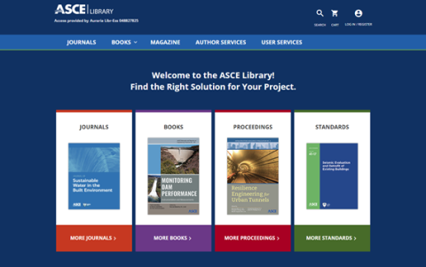 Screenshot of the ASCE Library interface