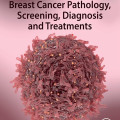 Cover of "Current Trends in Breast Cancer Pathology." Features a detailed, pink-tinted 3D rendering of a cell. Edited by Firdos Alam Khan.