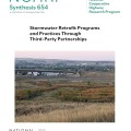 Cover of NCHRP Synthesis 654 titled "Stormwater Retrofit Programs and Practices Through Third-Party Partnerships" features a scenic view of highways.