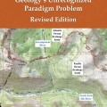 Cover of "The Topographic Map Mystery: Geology’s Unrecognized Paradigm Problem" by Eric Clausen. Features a detailed topographic map showing rivers and drainage basins, conveying a sense of exploration and geographical complexity.