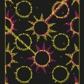 Cover of "The War of the Worlds" by H.G. Wells, featuring vibrant yellow and pink dot patterns on a black background.