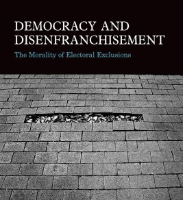 Book cover of "Democracy and Disenfranchisement" by Claudio López-Guerra. Features a black and white image of a brick road with a dark line cutting through.