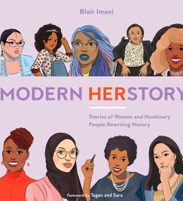A collage depicting modern history stories of women and nonbinary individuals, showcasing their achievements and struggles.