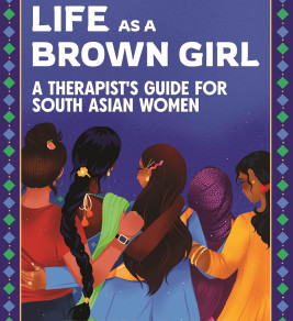 Book cover titled "Navigating Life as a Brown Girl" shows four South Asian women standing closely, embracing, with supportive and caring expressions against a starry night sky. Written by Fahima Ali.